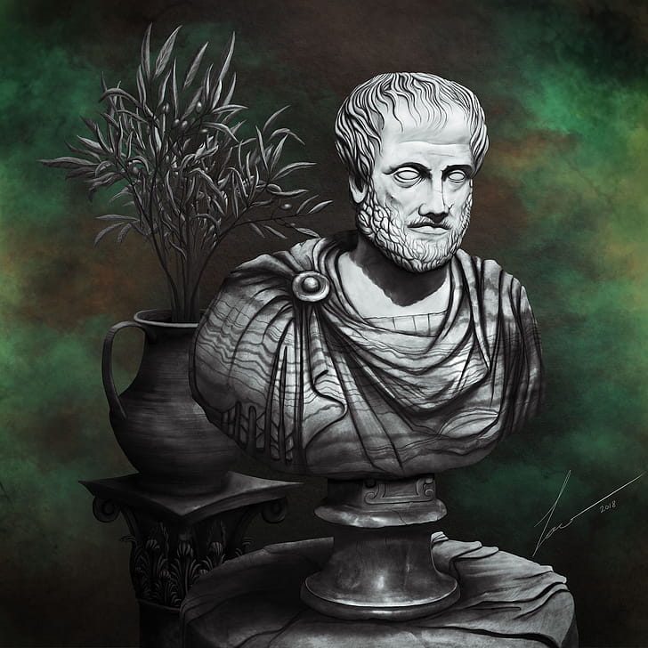 Aristotle, Artistic representation, Visual interpretation, Creative expression phone wallpaper