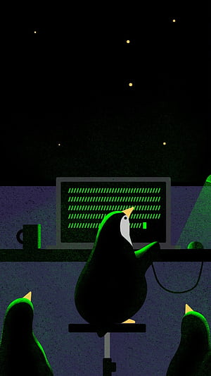 Linux, computer, penguin, Animal phone wallpaper