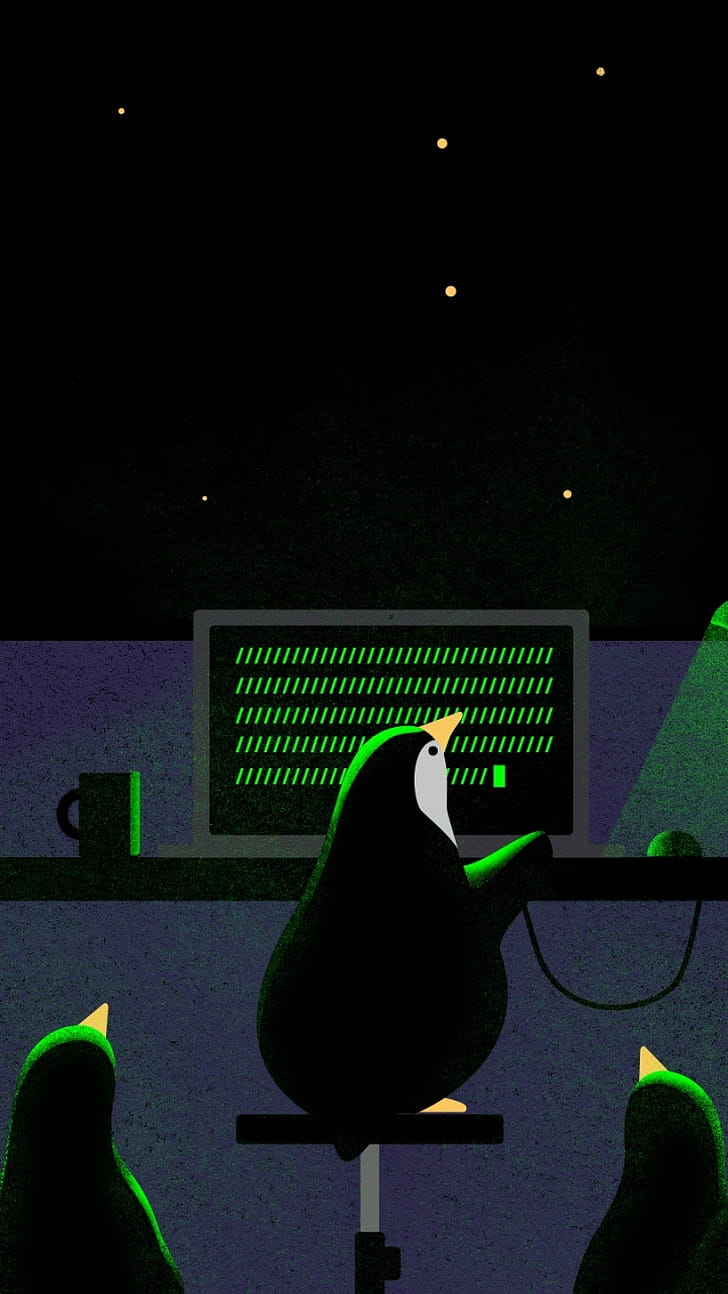Linux, computer, penguin, Animal phone wallpaper