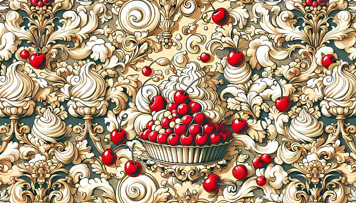Exquisite Cherry Pie Pattern, Cherry Pie, cherry, dessert wallpaper