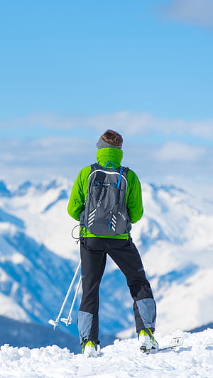 Skiing, Backpacking phone wallpaper