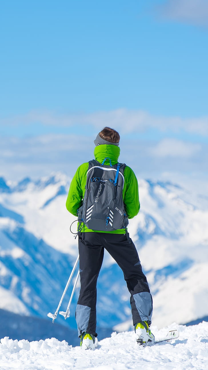 Skiing, Backpacking phone wallpaper