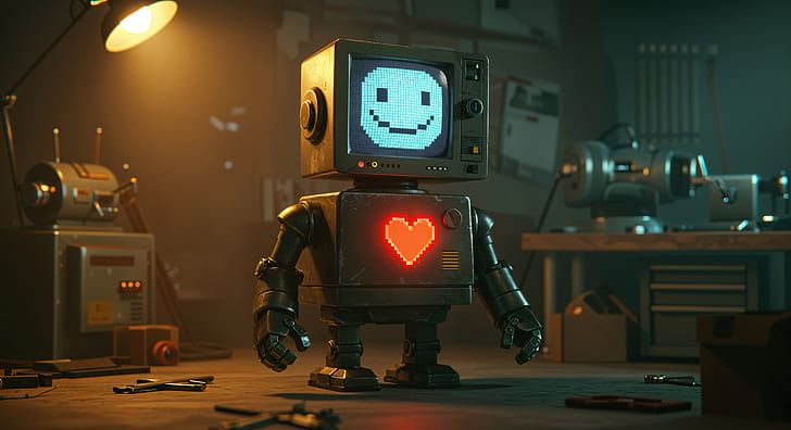 Charming Robot: A   Sci-Fi, Sci Fi, robot, cartoon, technology, workspace wallpaper