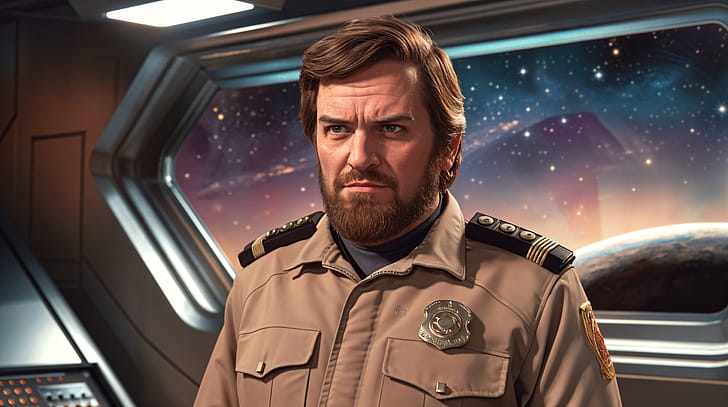Grumpy Commander in  Ultra, Grumpy, space, Science Fiction, beard wallpaper