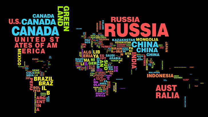 Countries names, Global Map wallpaper