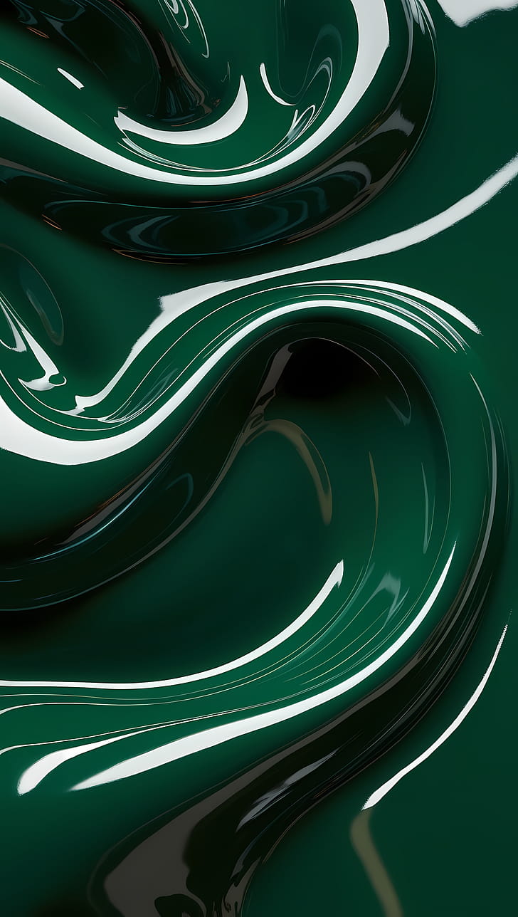 Green curve fluid, Fluid phone wallpaper