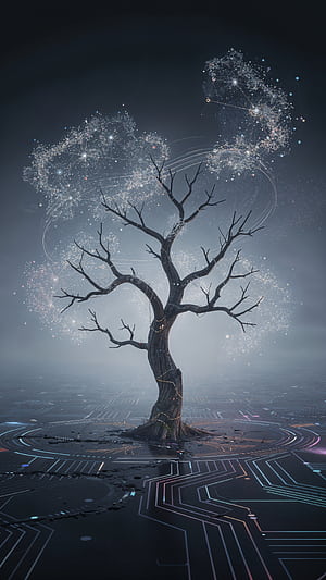 Starlit Dead Tree — iPhone phone wallpaper