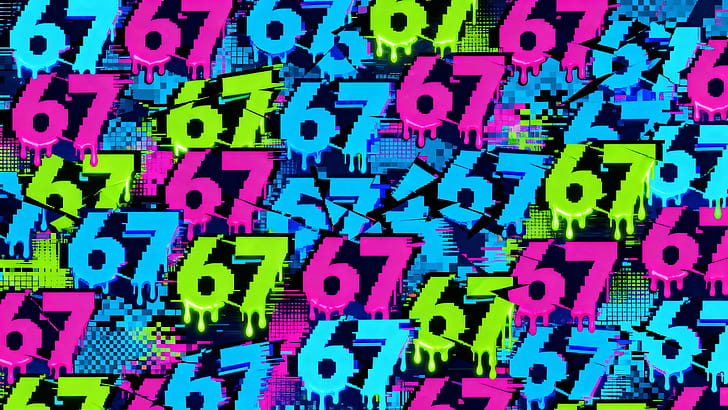 Glitch Neon 67 Meme —, Pattern wallpaper