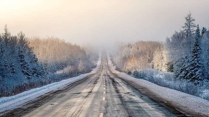 Winter,  , Road wallpaper
