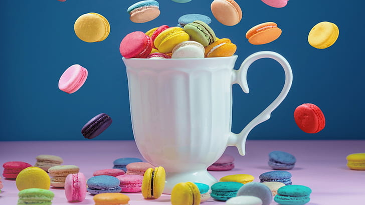 Cup, Macarons wallpaper