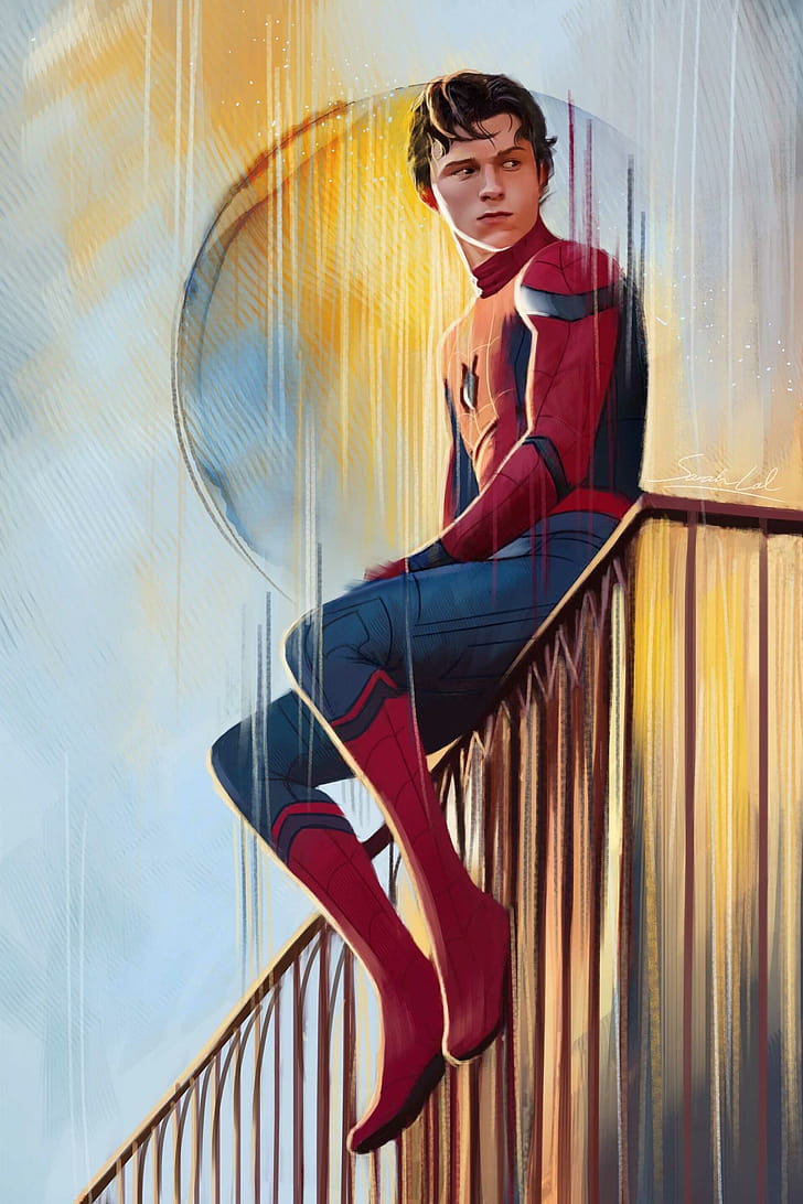 Tom Holland, , Sun, Paint phone wallpaper