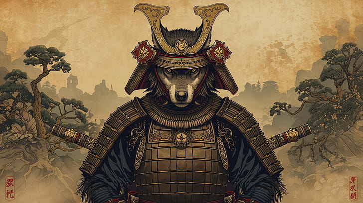 Wolf Samurai, samurai, wolf wallpaper