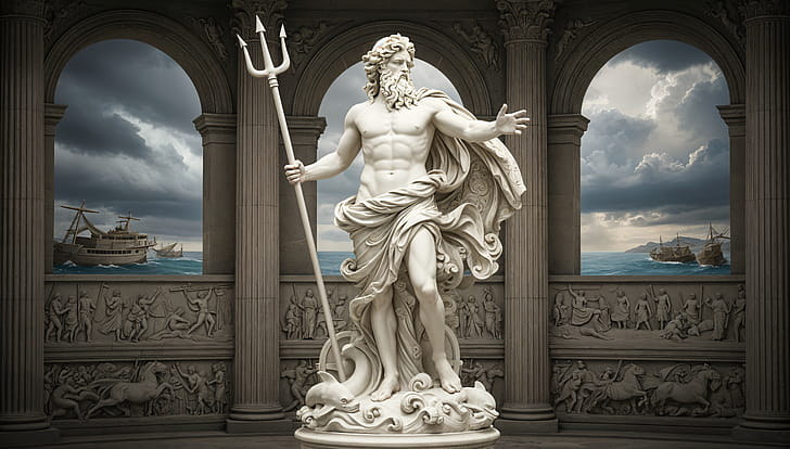 Poseidon's Throne —, Statue wallpaper