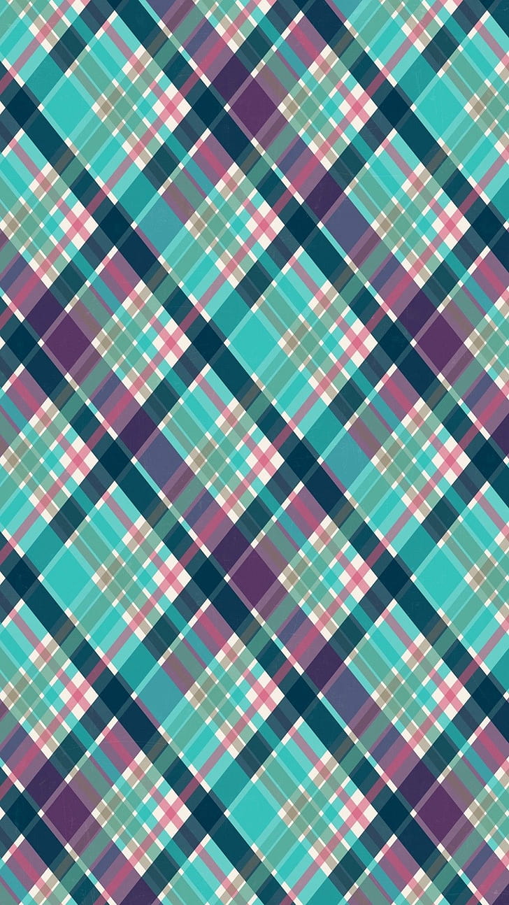 Teal plaid , Pattern , Cat , Backgrounds phone wallpaper