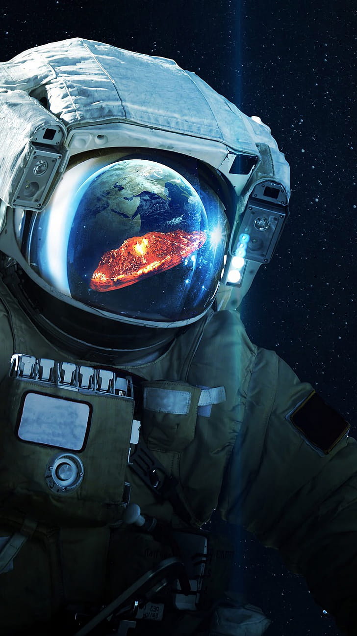 Helmet reflection, Astronauts phone wallpaper