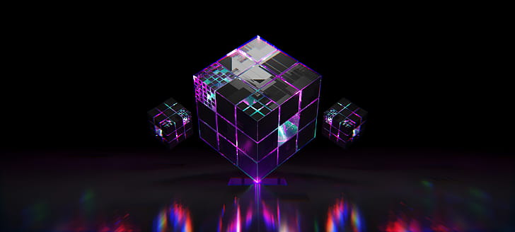 Disco Cube, cube, Abstract, 3D wallpaper