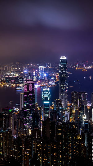 Night cityscape, Android phone wallpaper