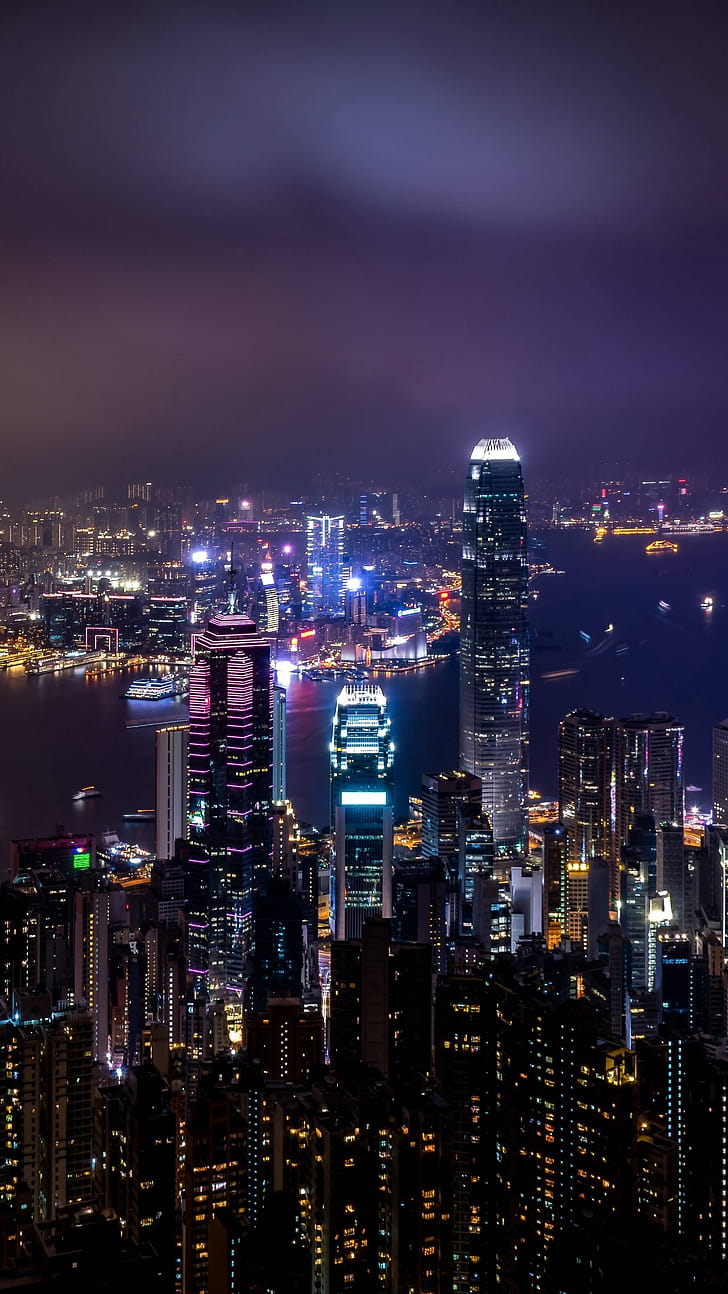 Night cityscape, Android phone wallpaper