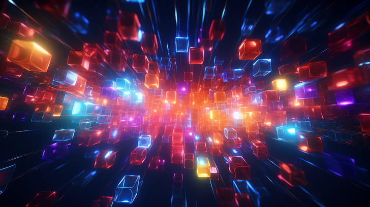 Hyperspace Light Cubes, Abstract, light wallpaper