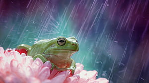 Frog, Rain wallpaper