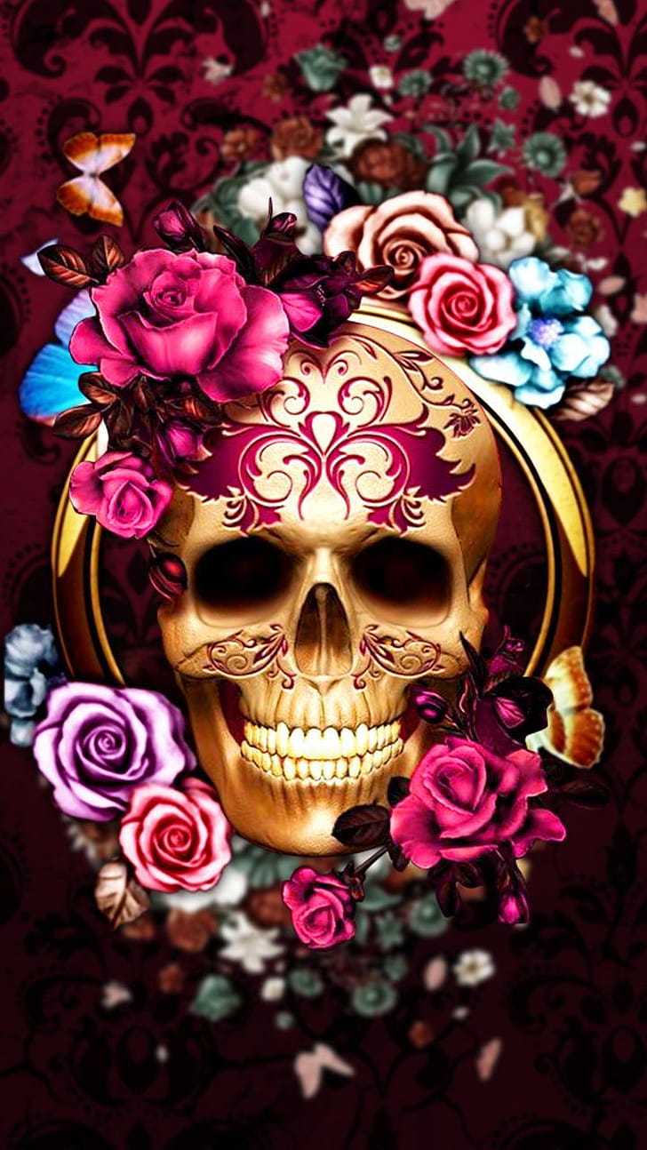 dark, skull phone wallpaper