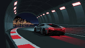 Car Ride Through Tunnel 8 Bit, 8-bit, artist, artwork, digital-art, deviantart wallpaper