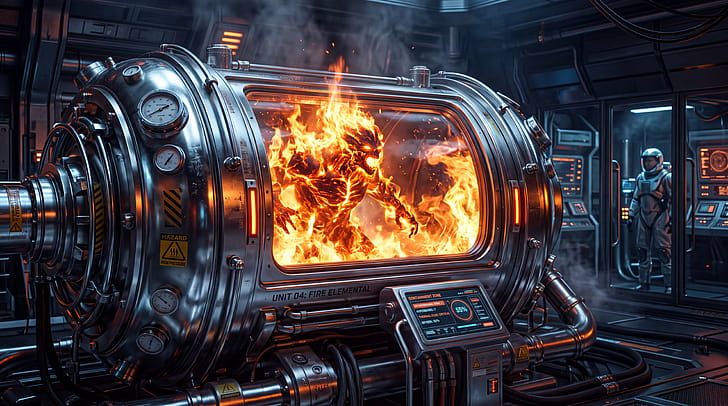 Inferno Engine: Fire Elemental Explosion —, Machine wallpaper