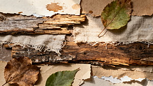 Rustic Remnants —, Rustic, Wood, Bark, Leaf wallpaper