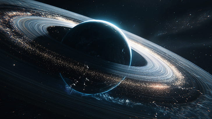 Sci Fi, planet, ringed planet, space, planetary ring wallpaper