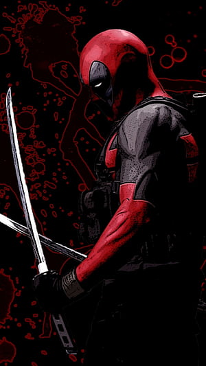 sword, red, Comic, Deadpool phone wallpaper
