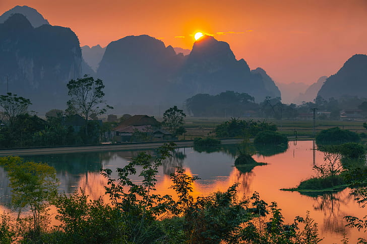 landscape, sunset wallpaper