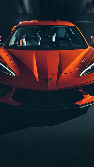 Stingray C8 Front View, Corvette phone wallpaper