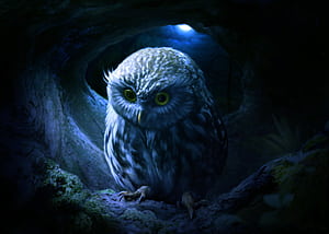 Little Owl, owl, artist, artwork, digital-art, deviantart wallpaper