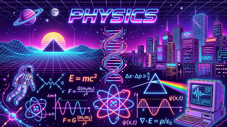 Neon Physics   — Retro Sci‑Fi, Science wallpaper
