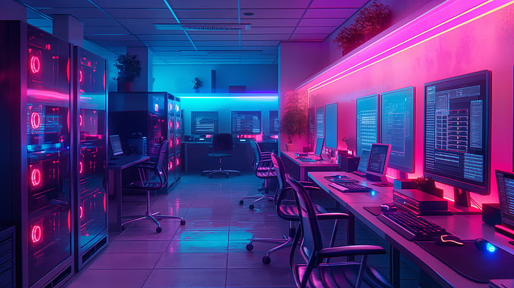 Futuristic Computer Lab, computer wallpaper