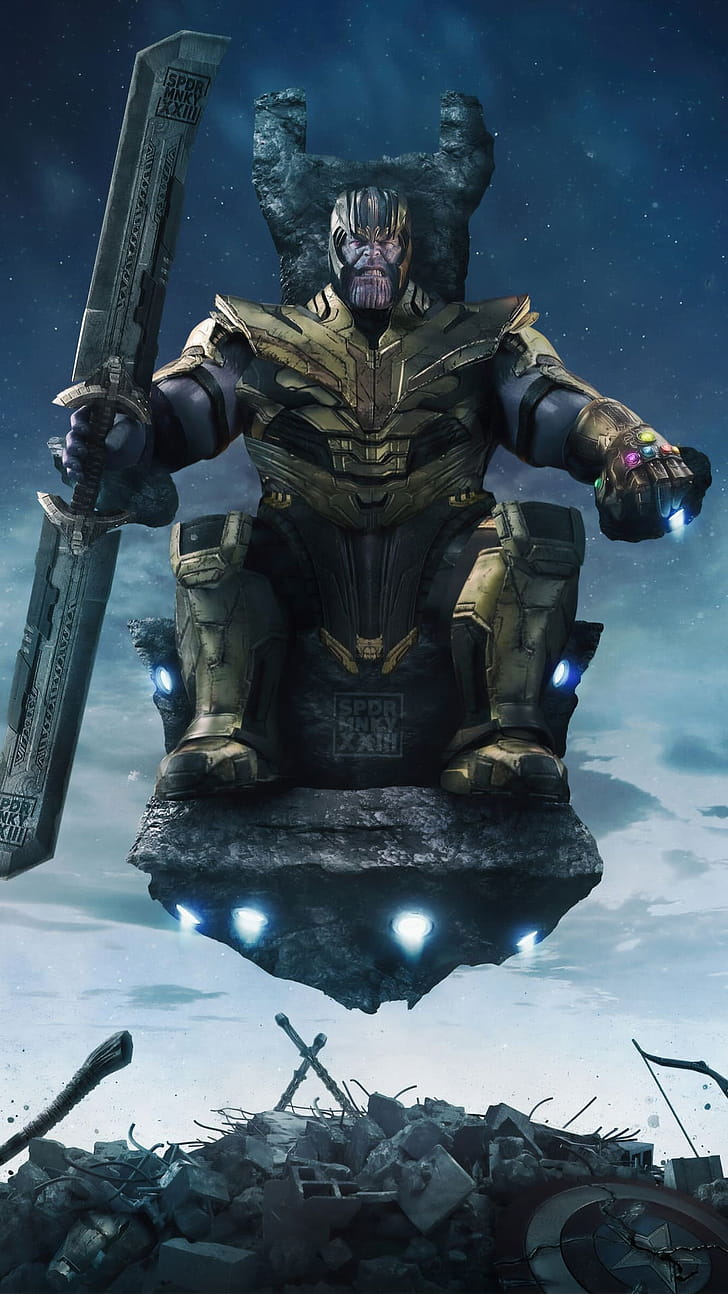 Thanos,  , Android compatible, Marvel villain phone wallpaper
