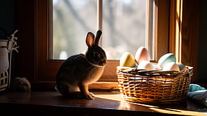 Easter Bunny with Basket, bunny, easter bunny, rabbit, Easter, egg wallpaper