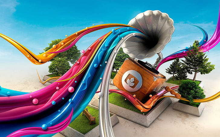 Gramophone, graphics, creative wallpaper