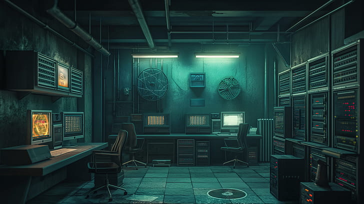 Cyberpunk Computer Room, computer wallpaper