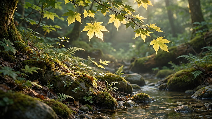 Tranquil Forest Stream —  Nature wallpaper