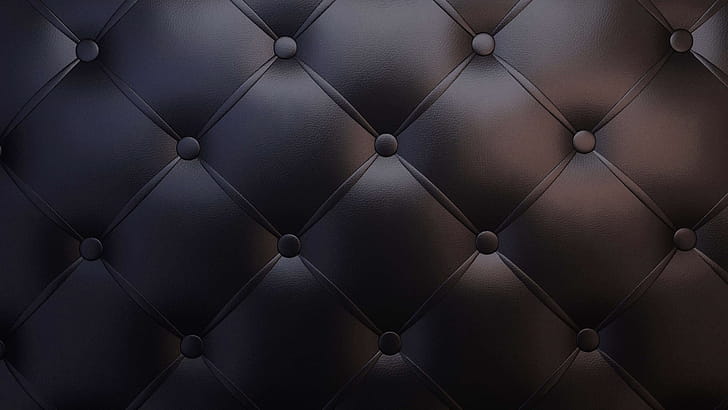 Buttoned leather, Black background,  resolution, Elegant design wallpaper