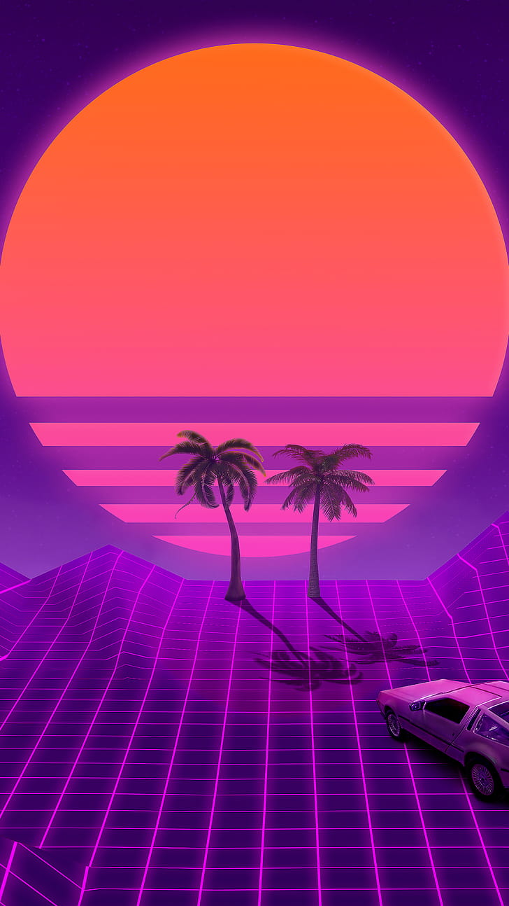 retrowave, artistic, synthwave phone wallpaper