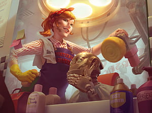 Barber for Bots — Sci‑Fi, Sci Fi, robot wallpaper