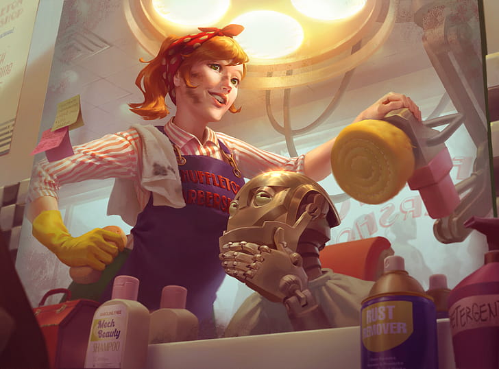 Barber for Bots — Sci‑Fi, Sci Fi, robot wallpaper
