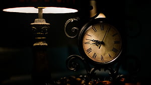 , Clock lamp, Dark background, wallpaper