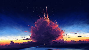 Rocket, Sky, Artistic, Cloud wallpaper
