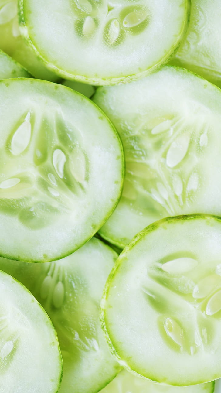 Cucumber, Slices, Macro, Vegetables phone wallpaper