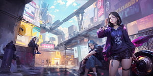 City Streets Anime Girl, anime-girl, anime, artist, artwork, digital-art, artstation wallpaper