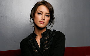 Amber Heard Black Dress, amber-heard, celebrities, girls, dress wallpaper