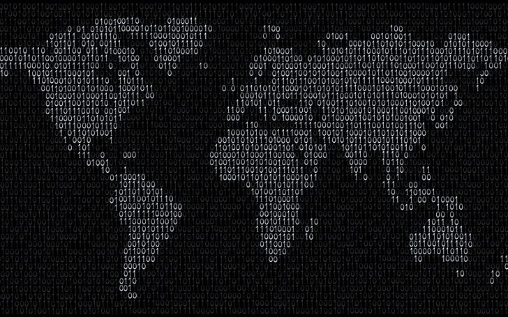 Binary code, Global Map wallpaper
